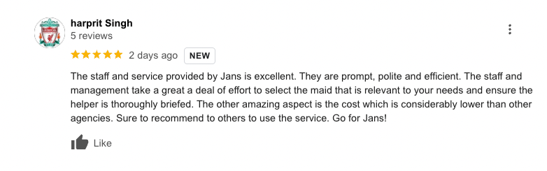 jans maid google review